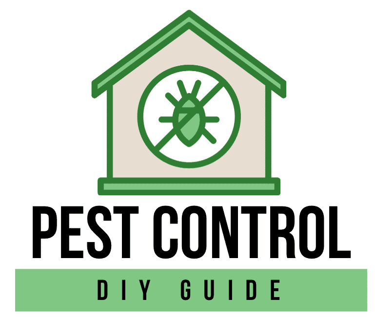 Official logo of Pest Control DIY Guide, featuring a green house icon with a crossed-out bug and bold typography.